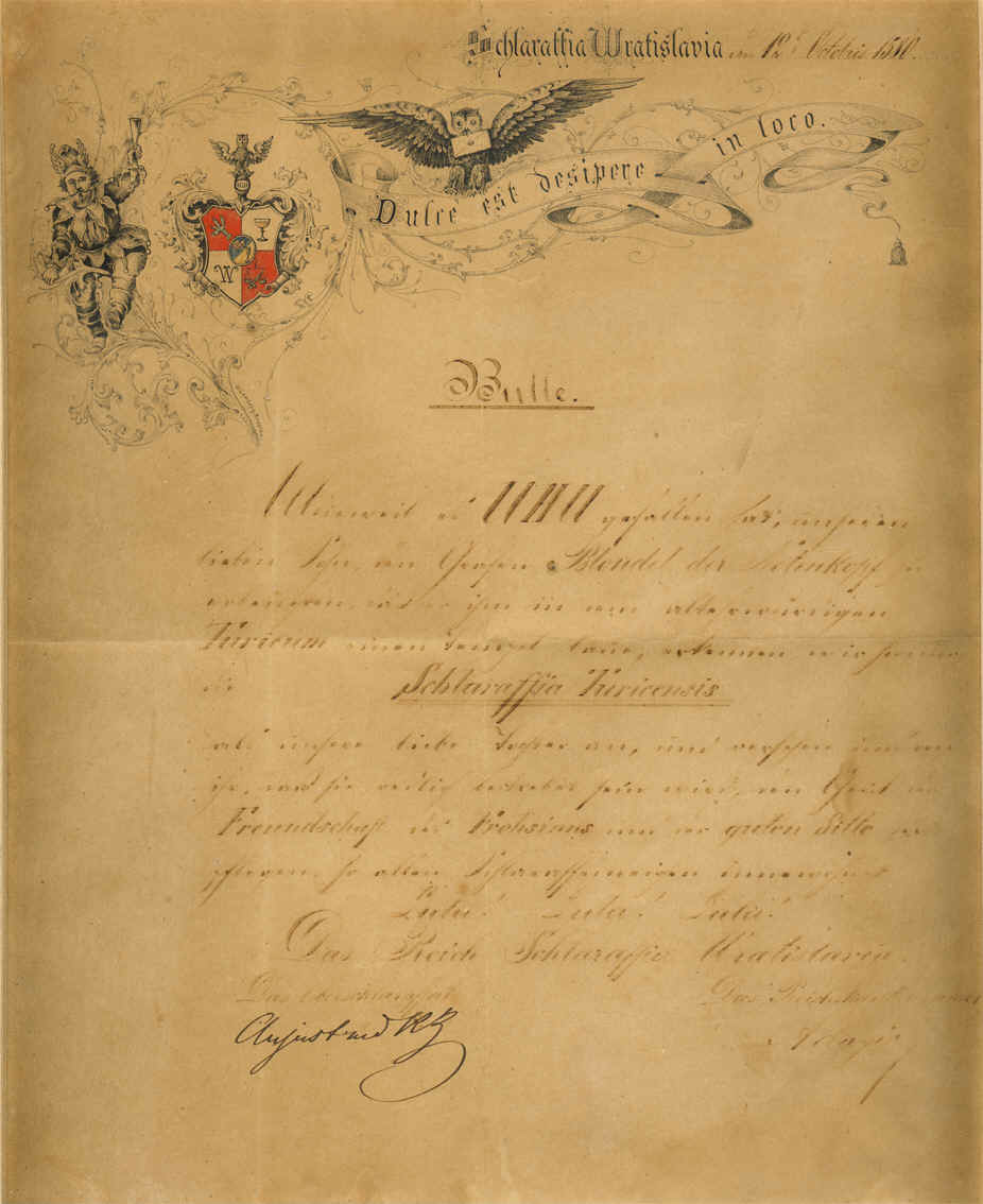 Historische Aufnahme einer Schlaraffia-Sippung